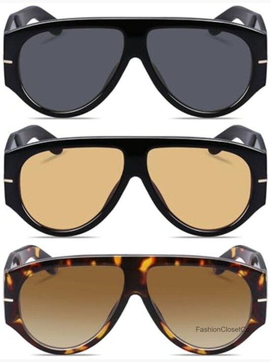 Oversized Retro Aviator Sunglasses UV400 Protection Oval